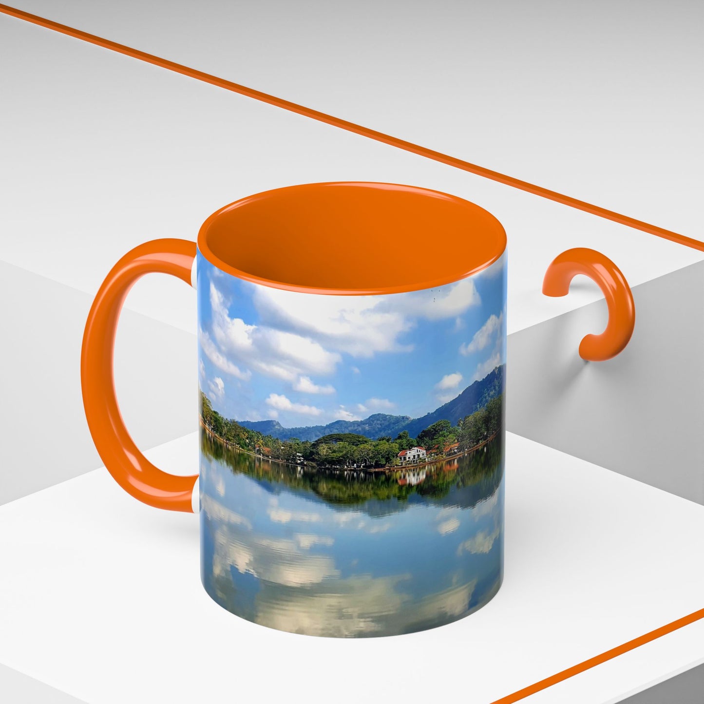 Scenic Lake Reflection Accent Coffee Mug – Nature Landscape 11oz