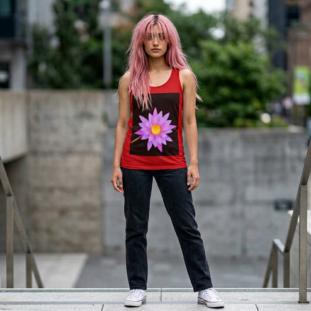 Lotus Flower Tank Top — Pink Lotus Flower Floral Graphic Tank