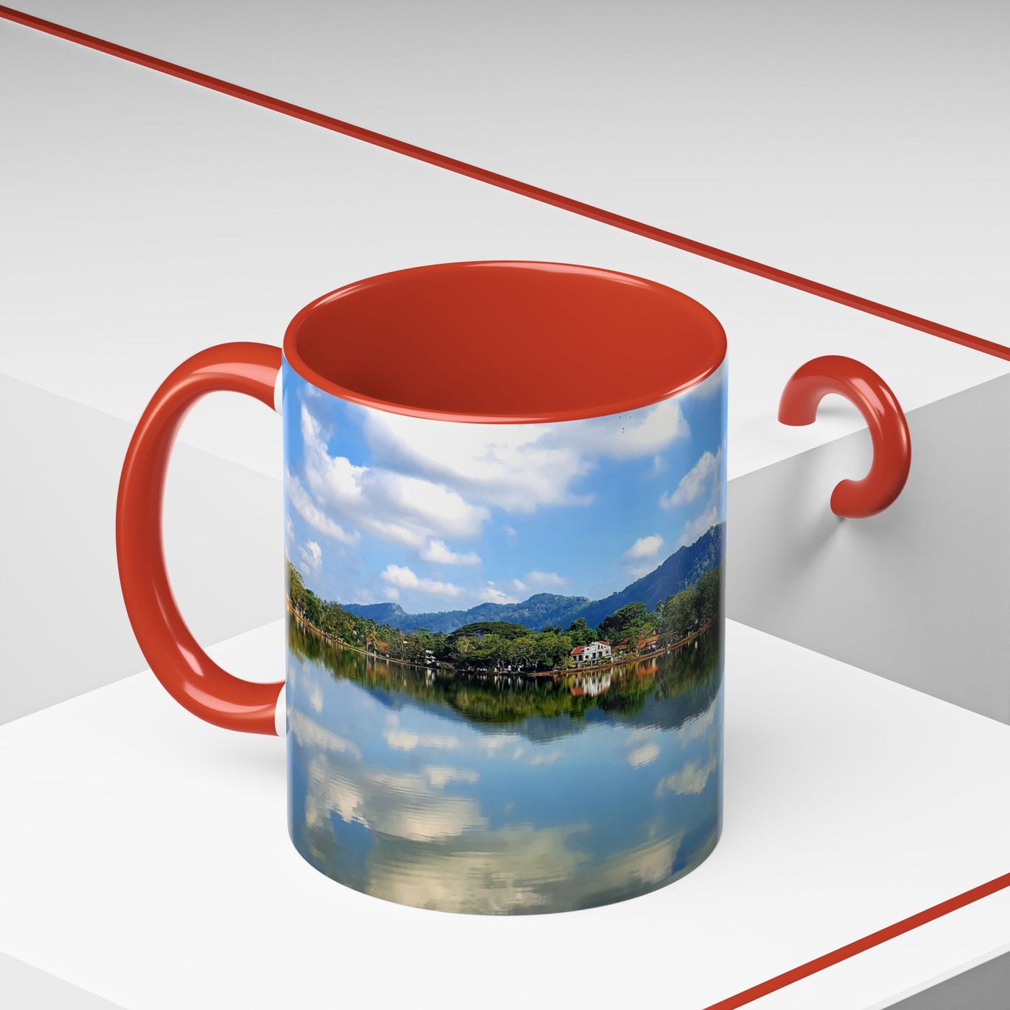 Scenic Lake Reflection Accent Coffee Mug – Nature Landscape 11oz